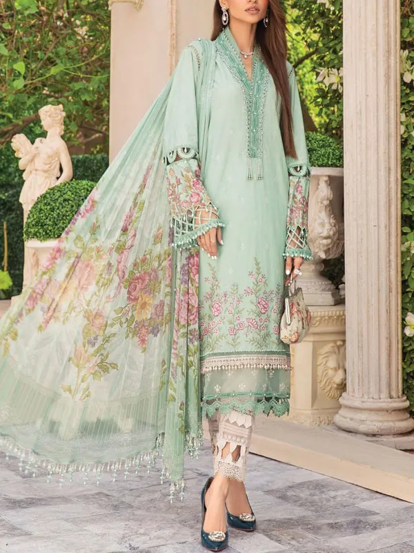 Flowy Mesh Embroidered Long Sleeve Hari Raya Ladies Suit