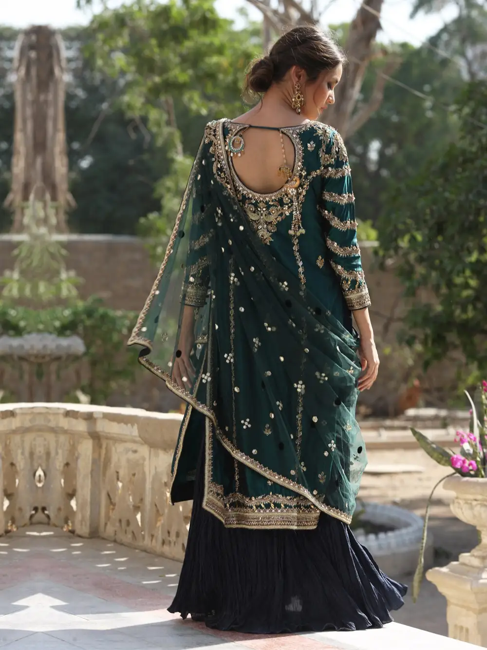 SIDE SLIT DRESS W/ PREDRAPED DUPATTA