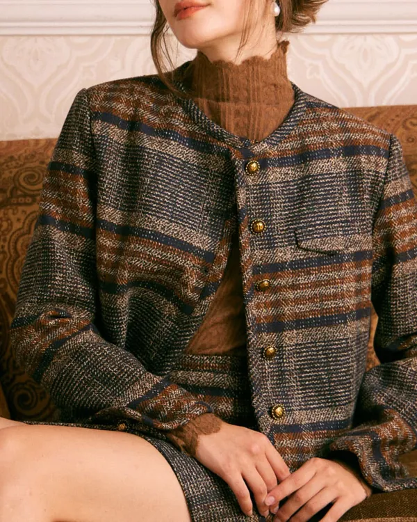 The Brown Striped Single Breasted Jacket