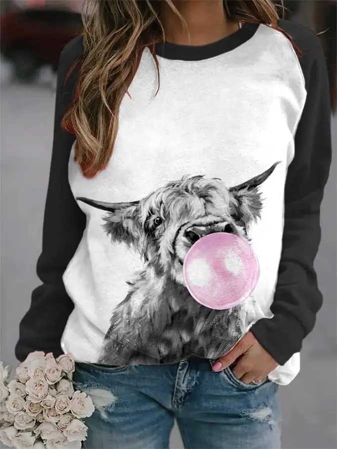 🔥Buy 3 Get 10% Off🔥Women's Western Vintage Highland Cow Print Sweatshirt