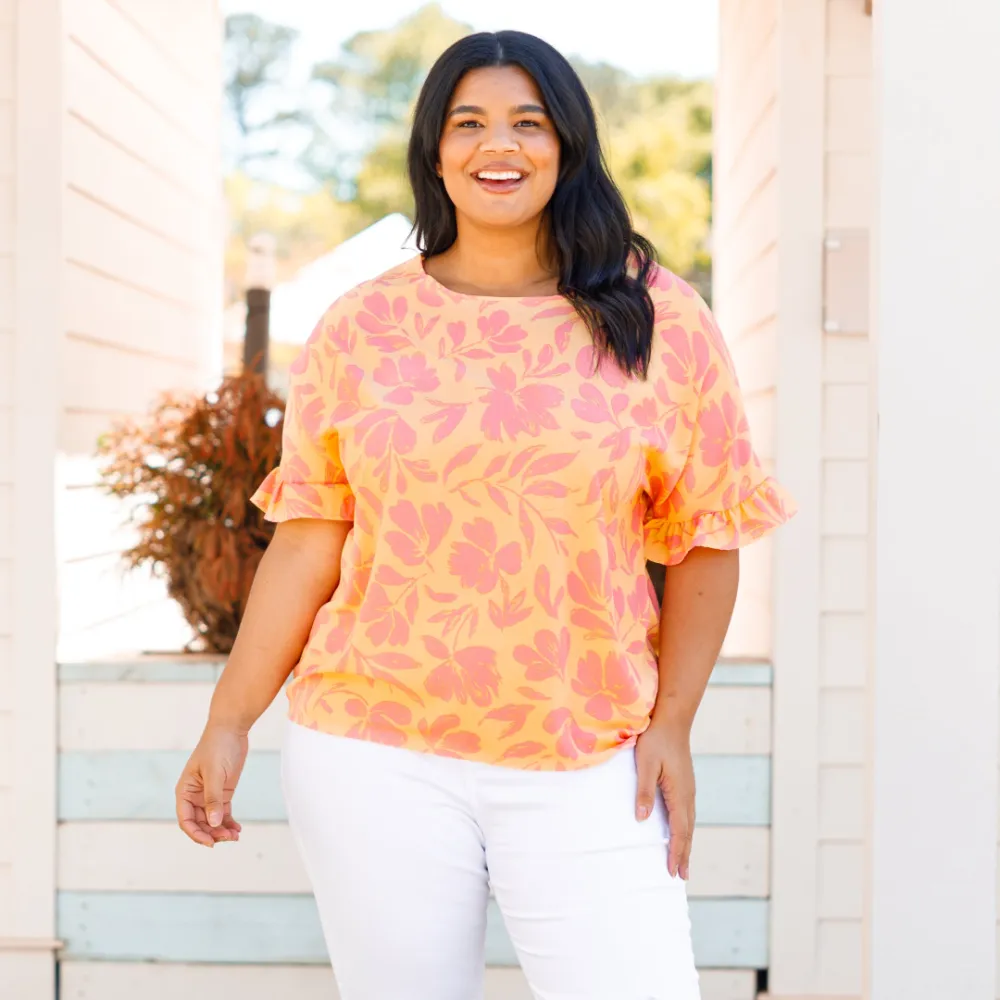 Still In Love With You Top, Apricot Floral