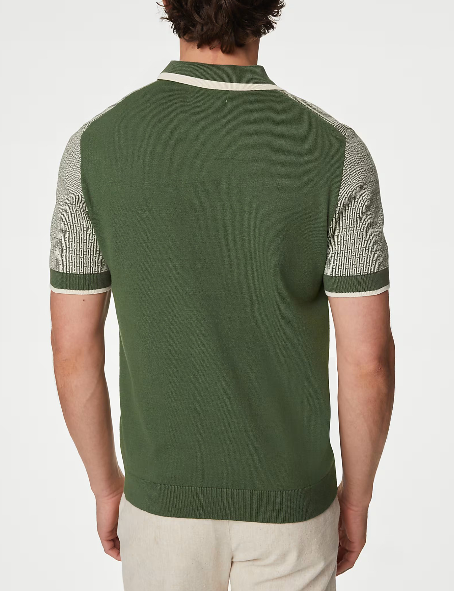 Casual Cotton Rich Geometric Knitted Polo Shirt