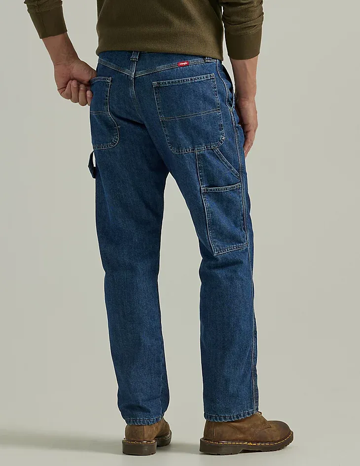 WRANGLER® FLEECE LINED CARPENTER JEAN IN DARK STONEWASH