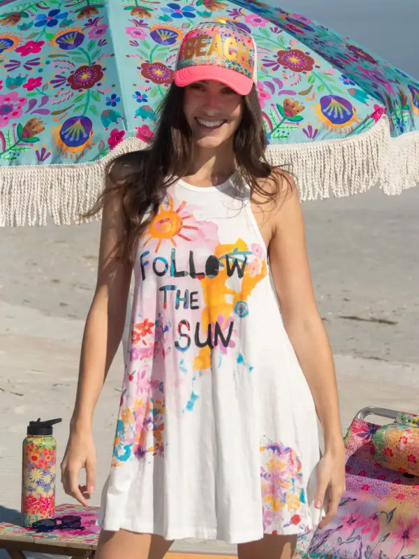 Life Is A Canvas Cotton Mini Dress - White Follow the Sun