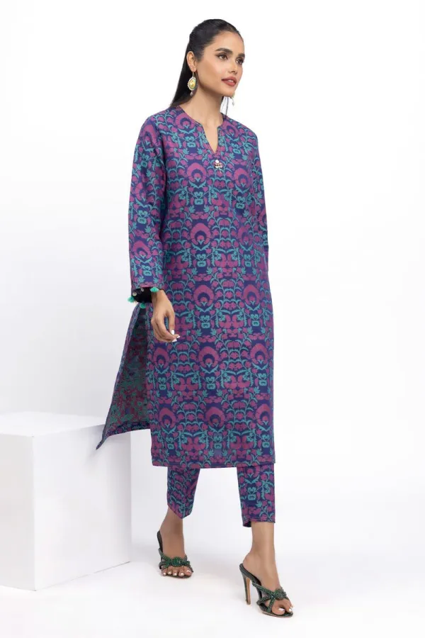 2 Piece Kurta Embroidered | Kurta & BPants | Color deep purple