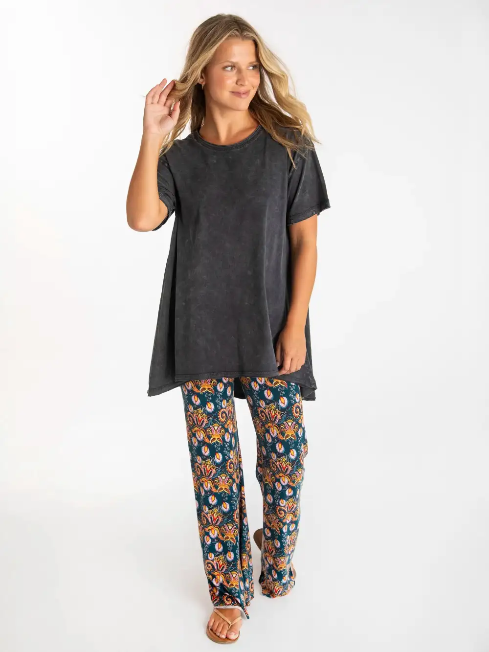 Blake Oversized Cotton Tee - Charcoal