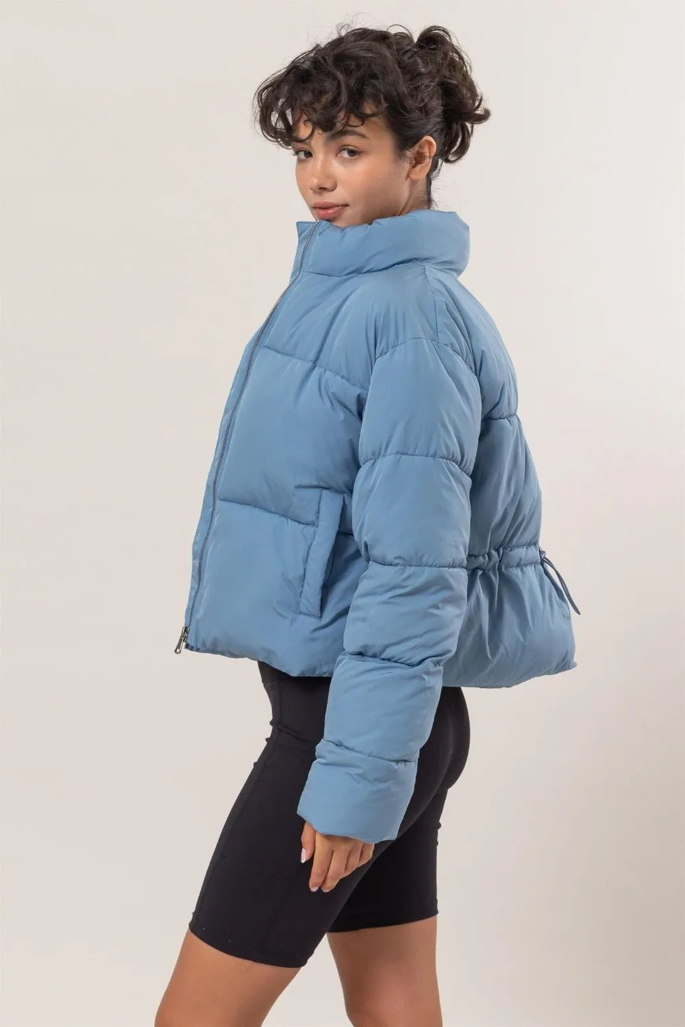 Blue Quilted Puffer Jacket