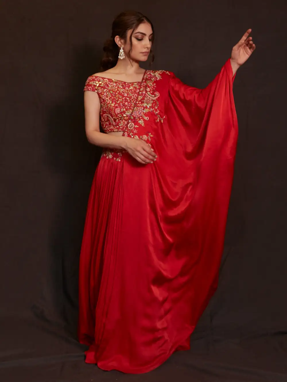 OFF SHOULDER CHOLI W/ DRAPED SARI