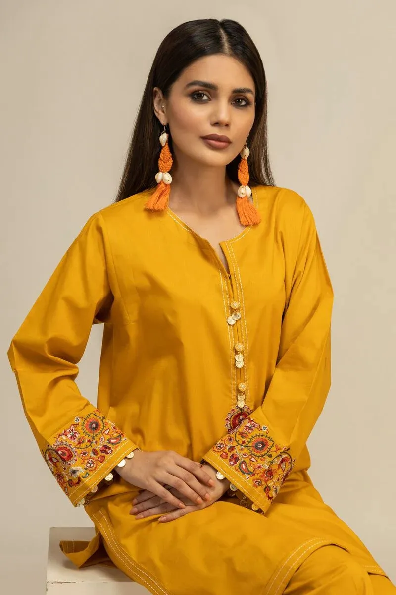 2 Piece | Kurta & Pants | Color Yellow