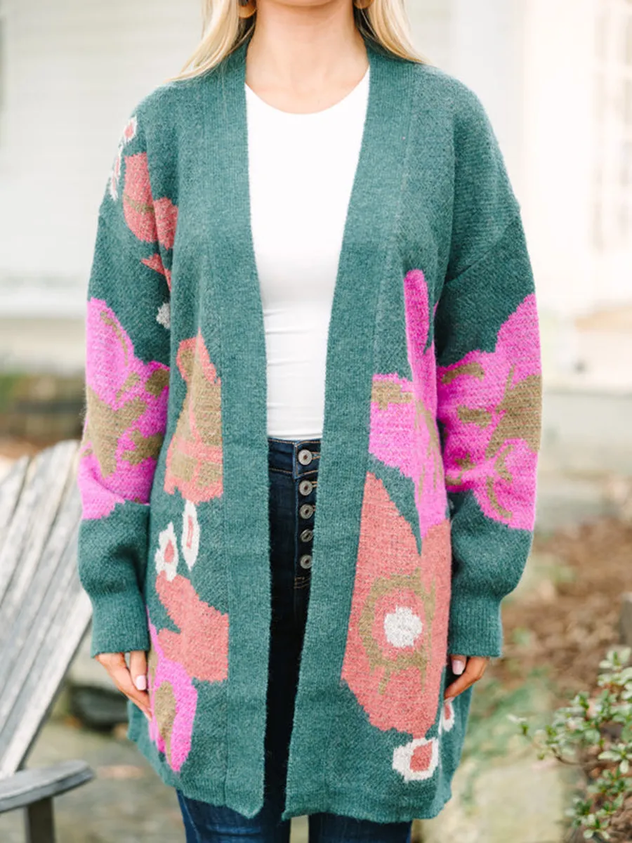 Green Floral Cardigan