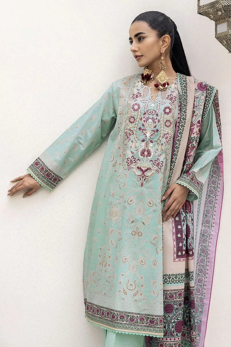 3 Piece Kurta Embroidered | Dupatta& Bottom & Tops | Color light green