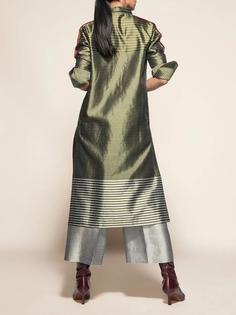 shirt collar long sleeve slit dress