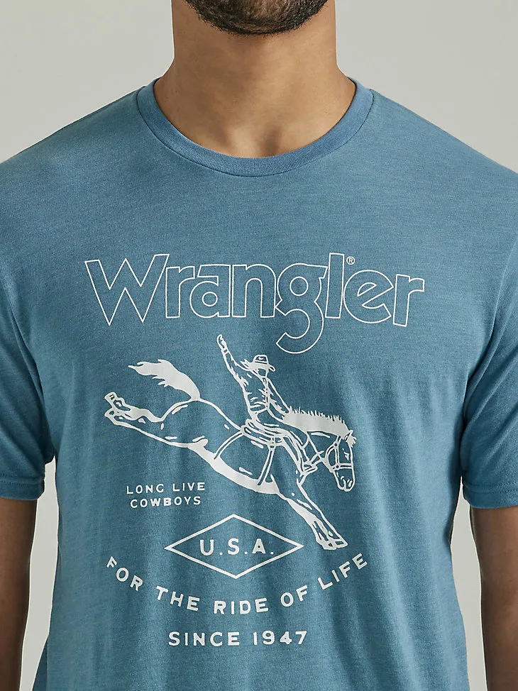 MEN'S WRANGLER BRONC RIDER T-SHIRT IN PROVINCIAL BLUE