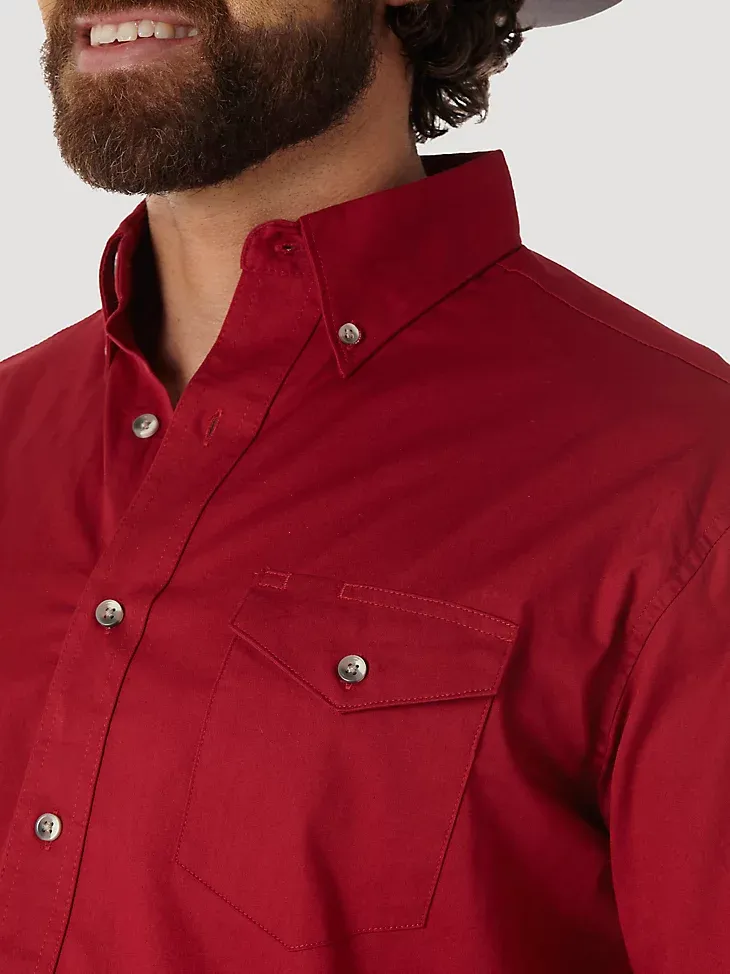 PAINTED DESERT® LONG SLEEVE BUTTON DOWN LIGHTWEIGHT SOLID TWILL SHIRT IN RED