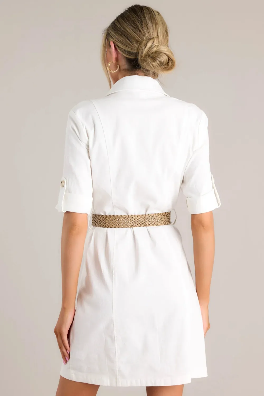 REACH LAND'S END IVORY BUTTON DOWN SHIRT DRESS