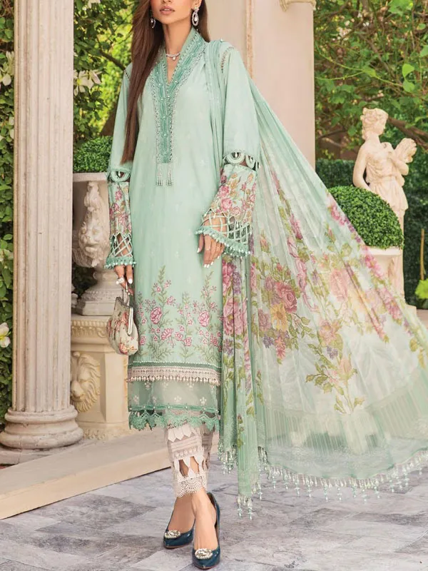 Flowy Mesh Embroidered Long Sleeve Hari Raya Ladies Suit