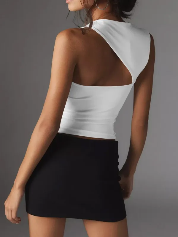 Asymmetric Neck Cut Out Tank Top