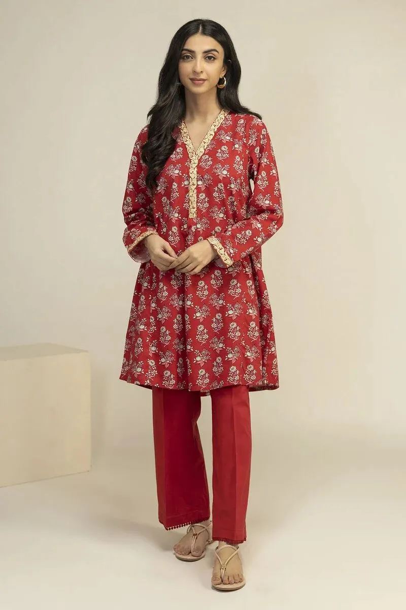 2 Piece | Kurta & Pants | Color Red