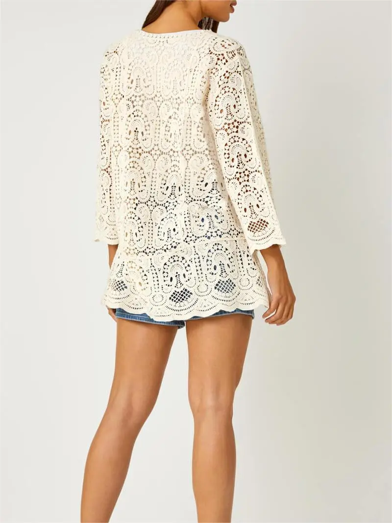 Natural Cotton Crochet Tunic Top