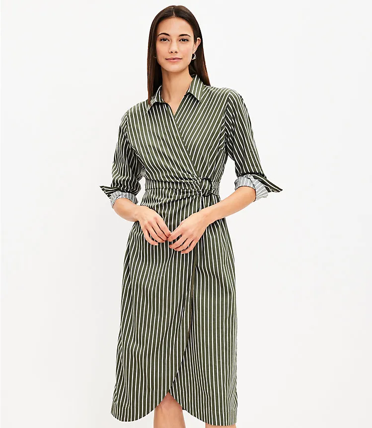 Striped Wrap Shirtdress