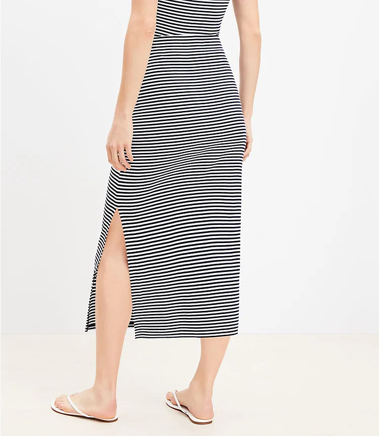 Stripe Ribbed Column Skirt