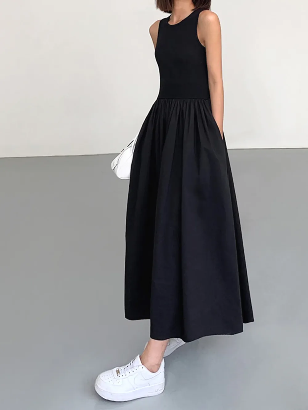 Leisure Crew Neck Long Dress