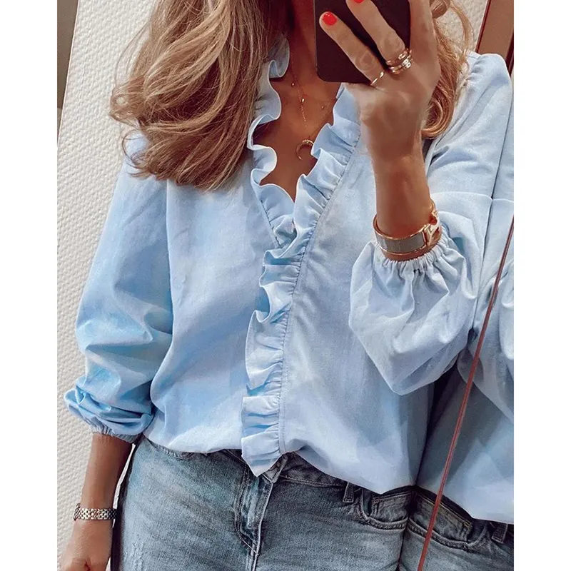 Casual Fashion Long-sleeved Ruffle Shirt