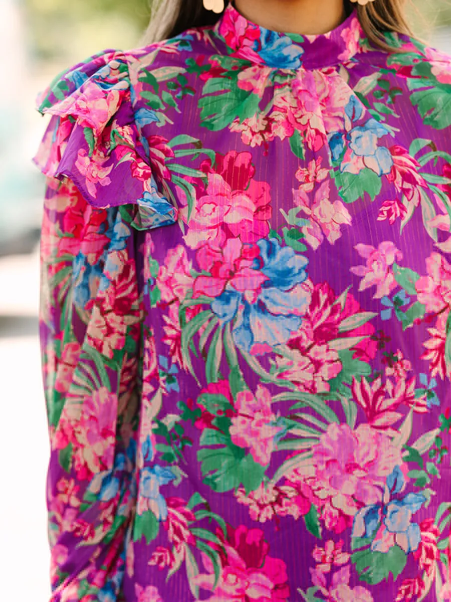 Purple Floral Blouse