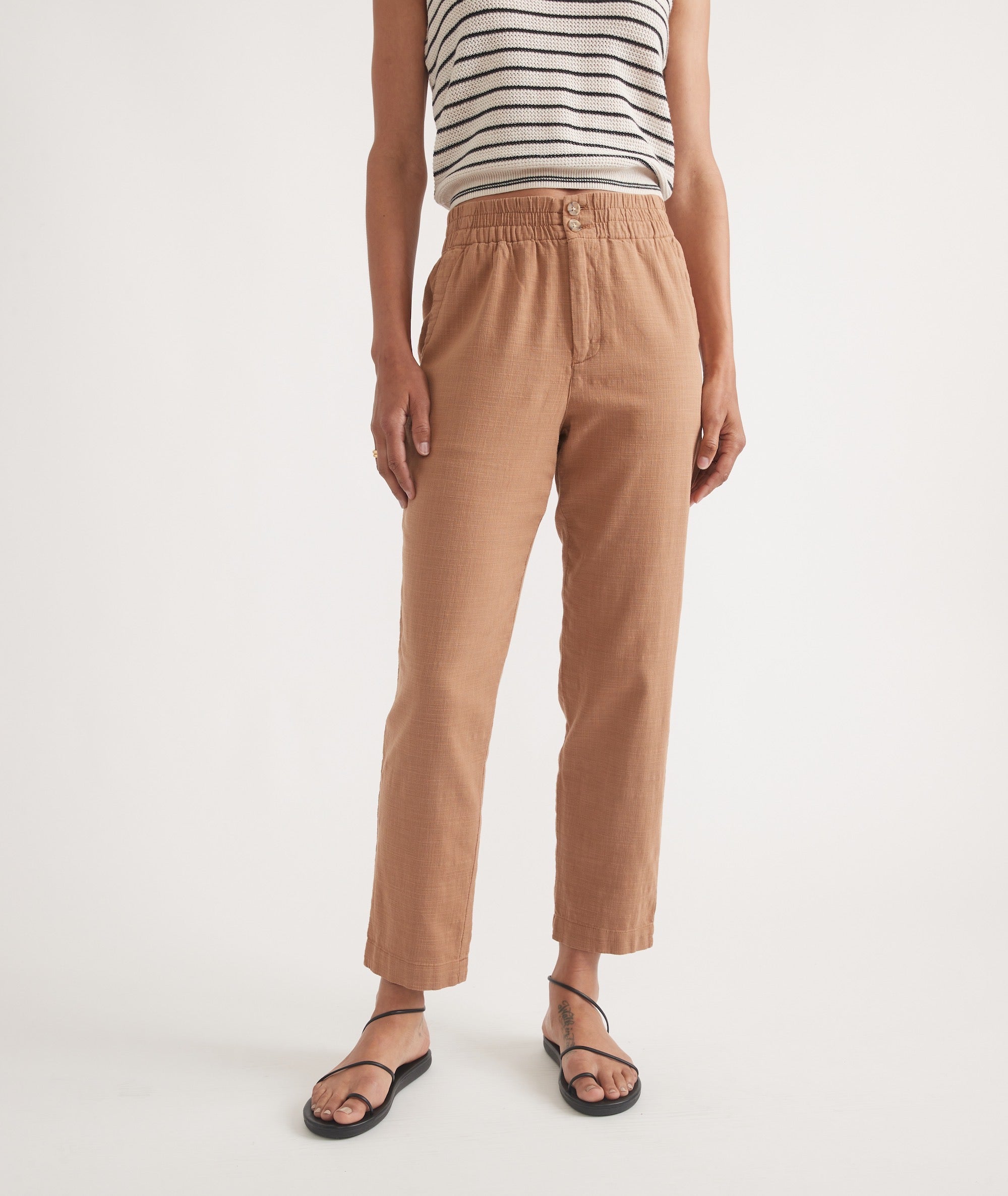 Desert Color Cropped Trousers