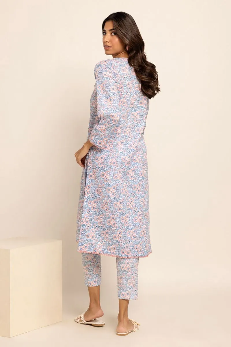 2 Piece | Kurta & Pants | Color Light Blue