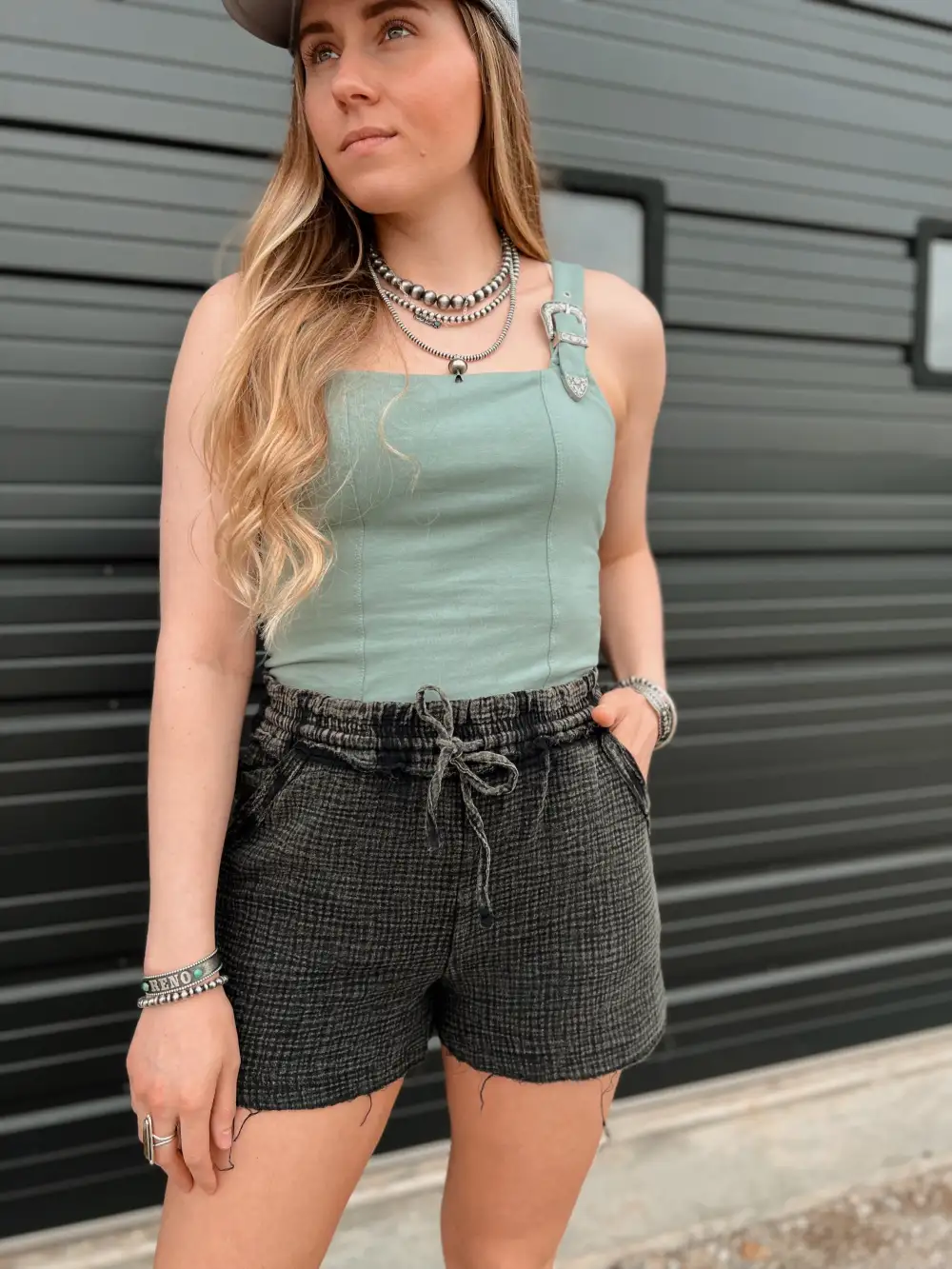 Buckle Up Crop Tank-Jade