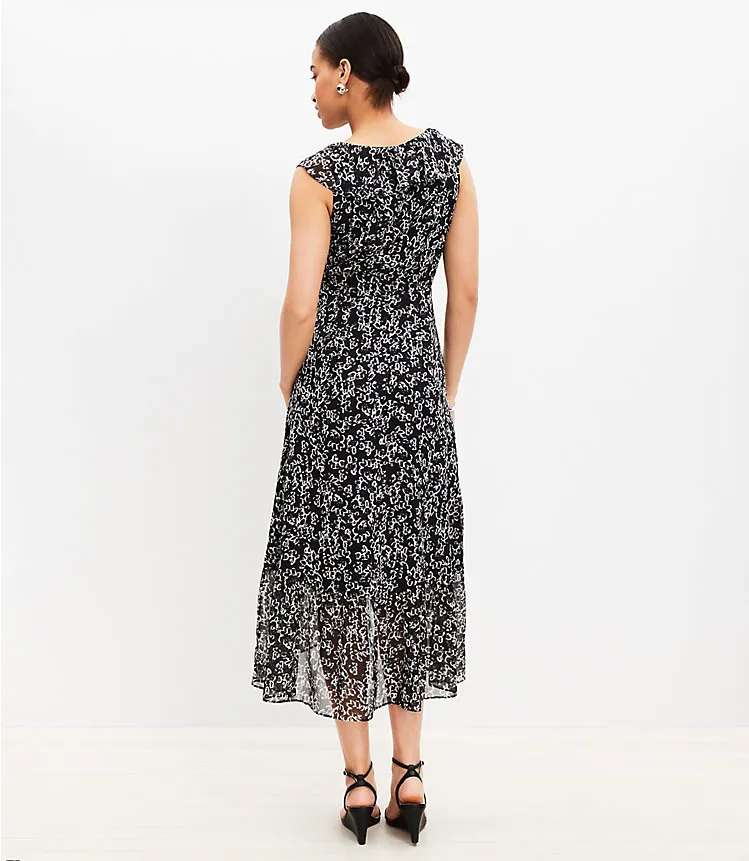 Ikat Buttercup Crinkle Ruffle Midi Dress