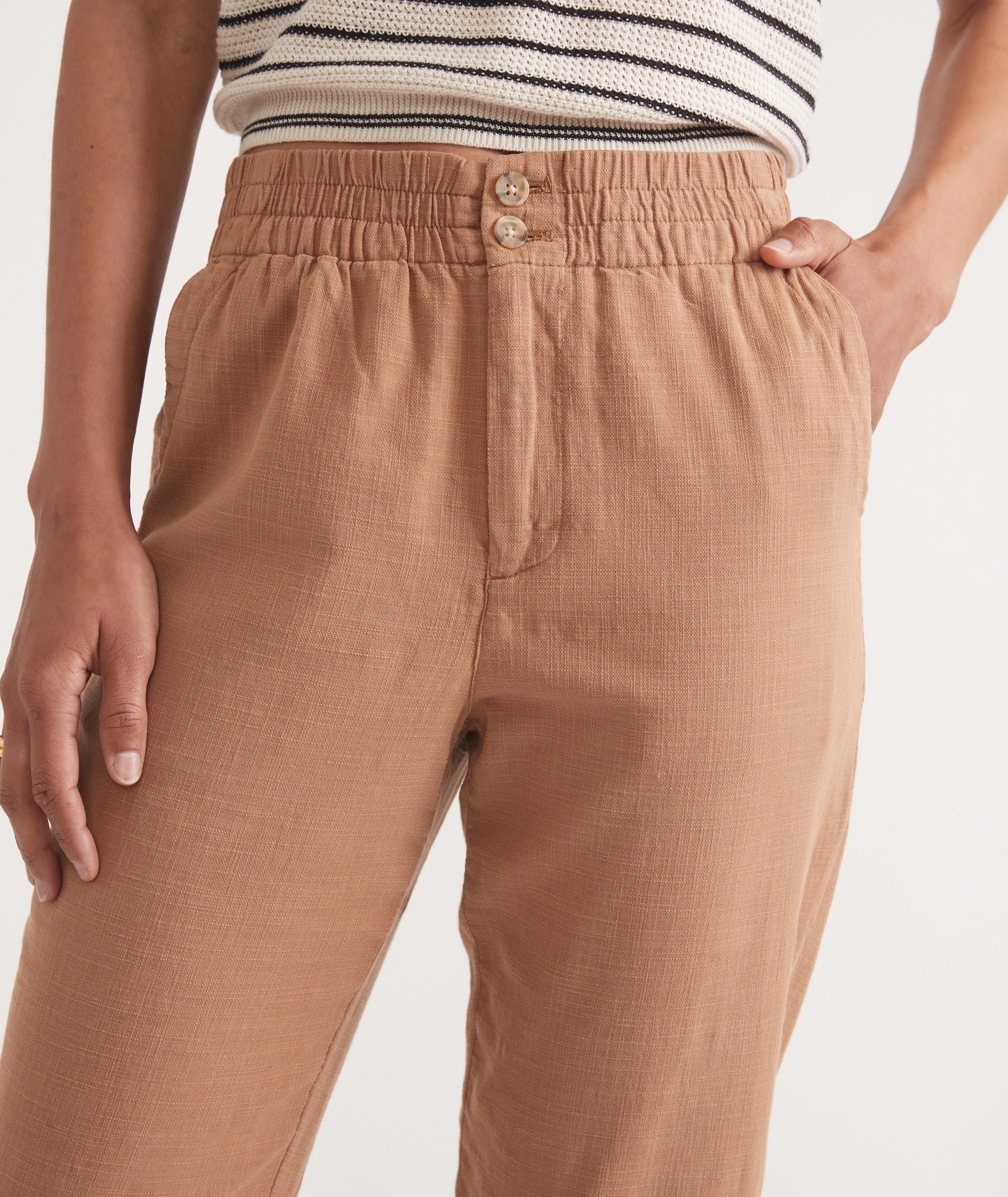 Desert Color Cropped Trousers