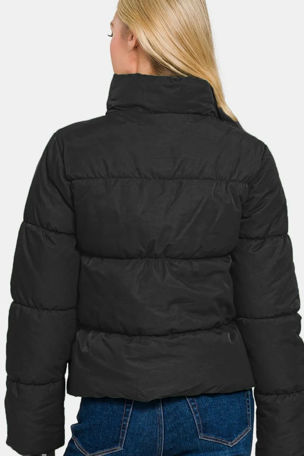 Turtleneck Puffer Jacket - Black