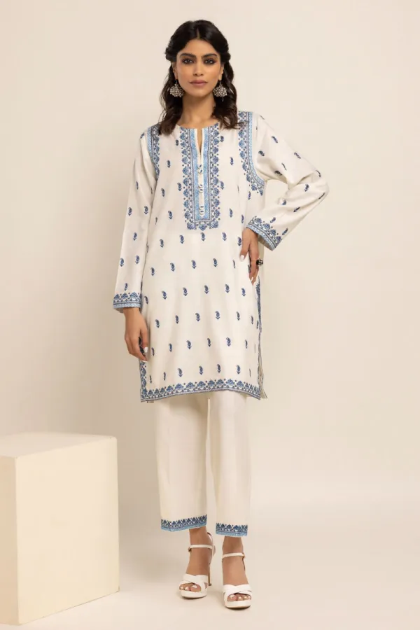 2 Piece Kurta | Embroidered & Pants |  Black and White