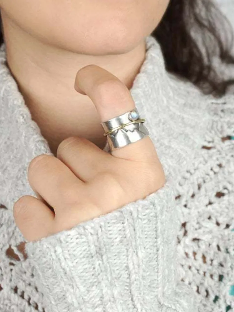 Mountains Inspired Moonstone Studded Ring