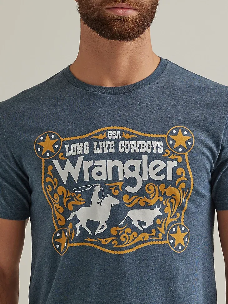 MEN'S WRANGLER BUCKLE GRAPHIC T-SHIRT IN MIDNIGHT HEATHER