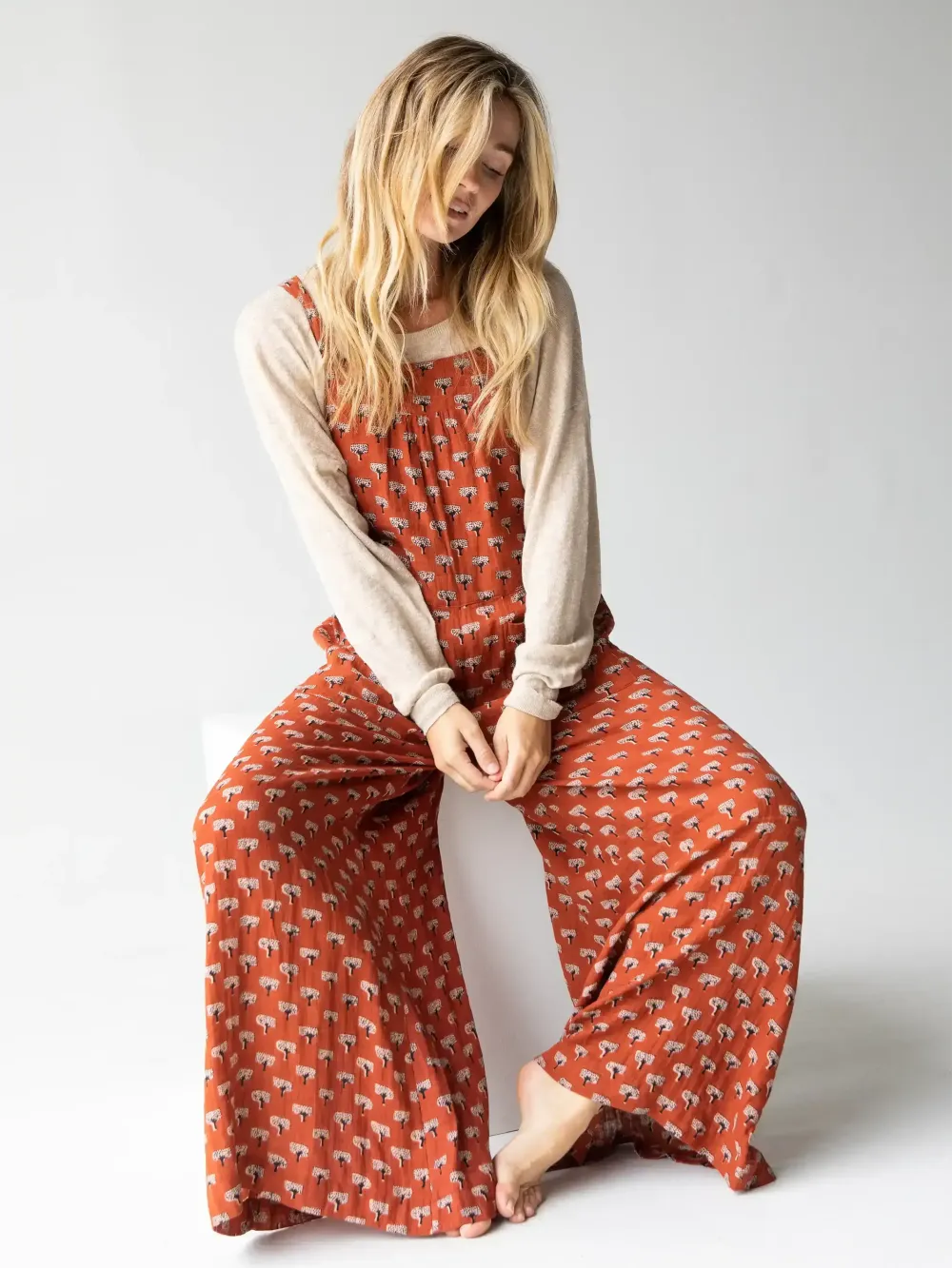 Dakota Tie Overall - Rust Tree Print