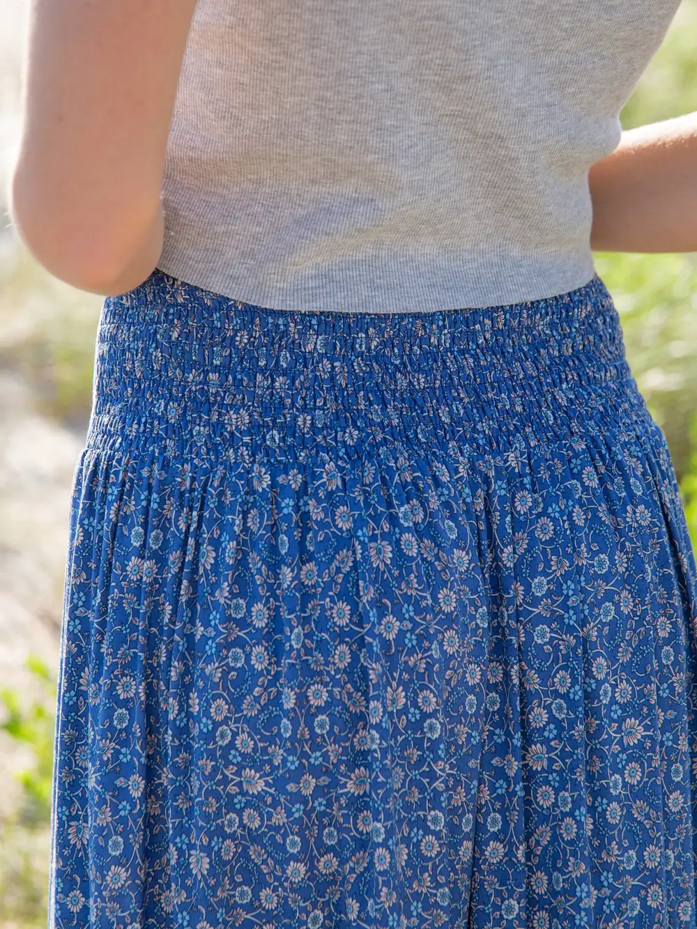 Hanna Convertible Maxi Skirt - Blue Floral Border