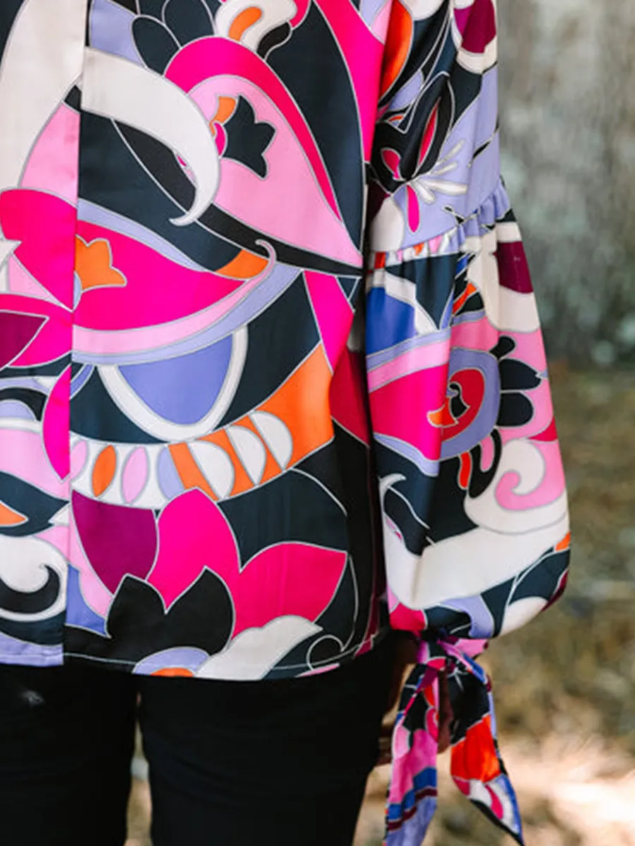 Hot Pink Abstract Blouse