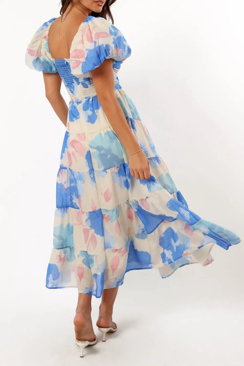 DAVIS MIDI DRESS - BLUE FLORAL