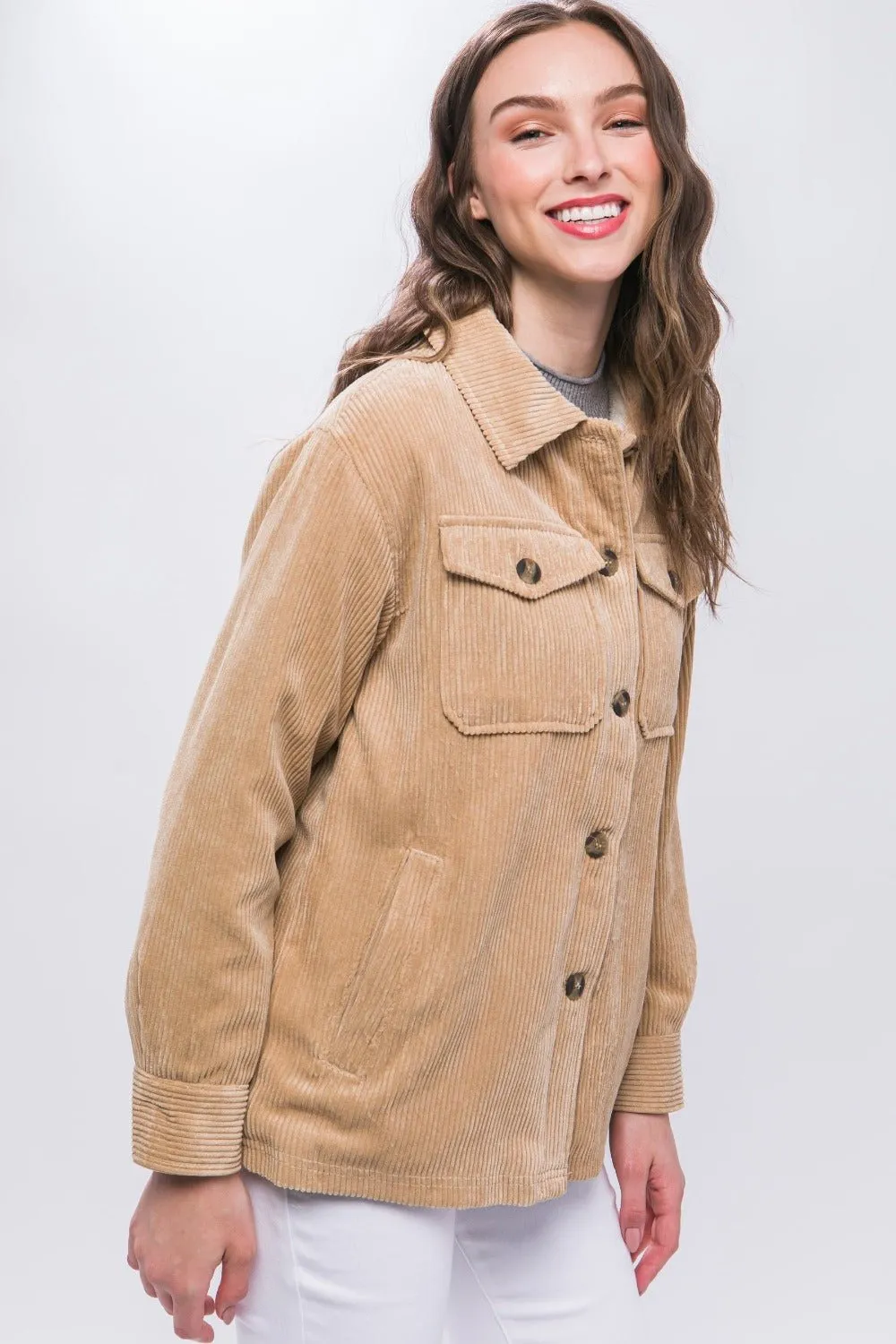 Corduroy Sherpa Jacket - Beige