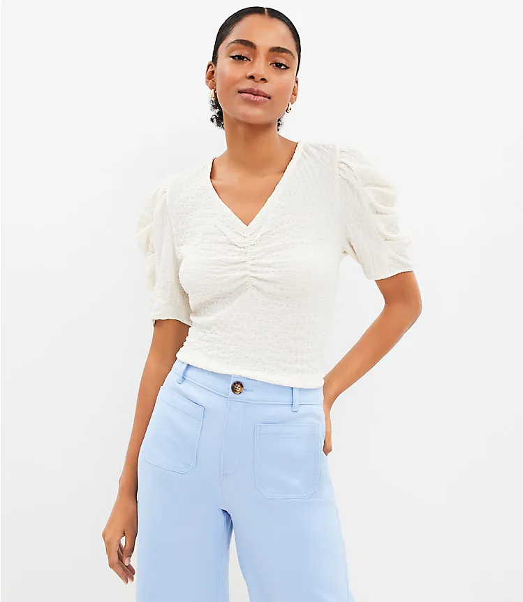 Crinkle Pleated Sleeve Top