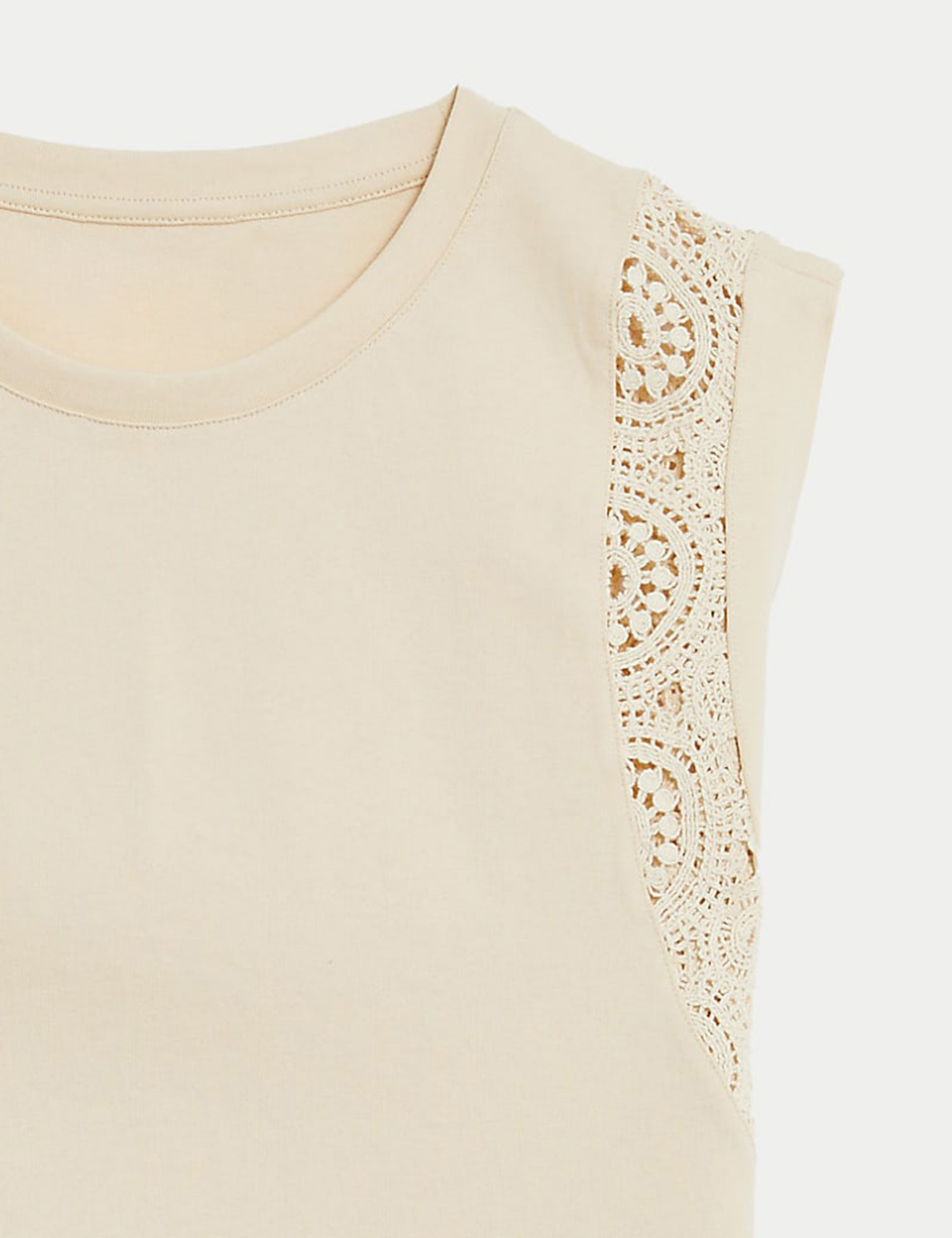 Pure Cotton Lace Insert T-Shirt