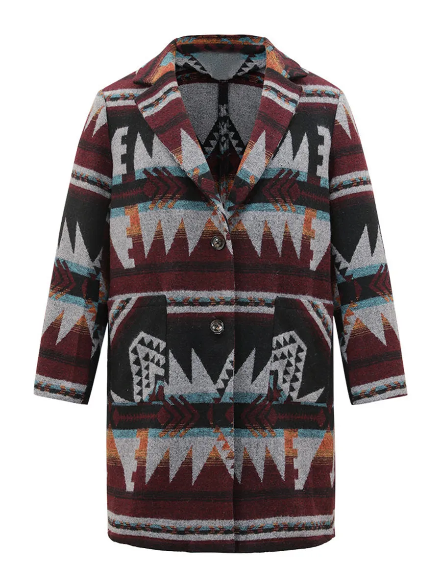 Women's printed jacket with geometric pattern