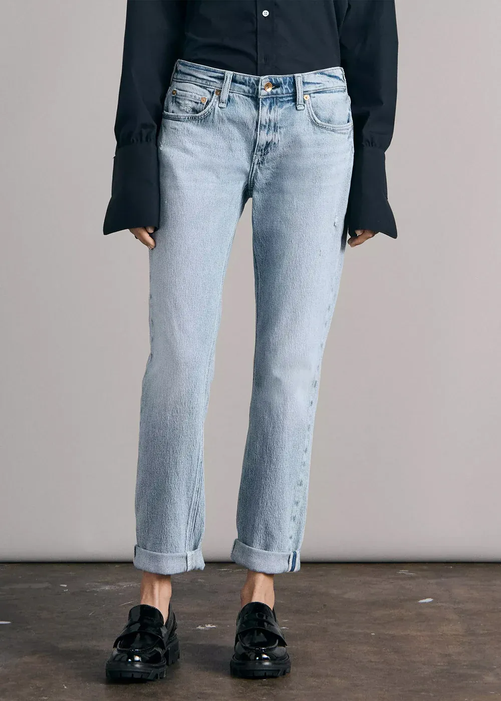 Low Rise Washed Casual Boyfriend Jeans