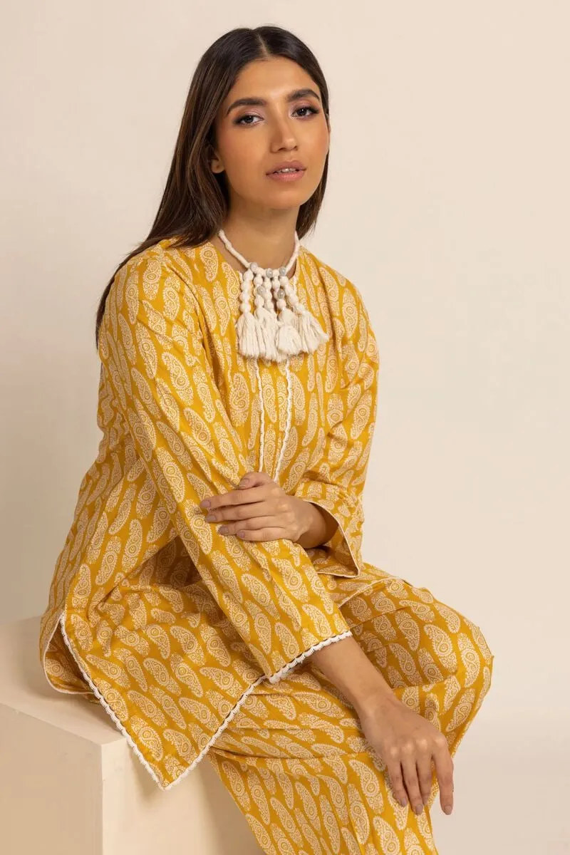 2 Piece | Kurta & Pants | Color Yellow