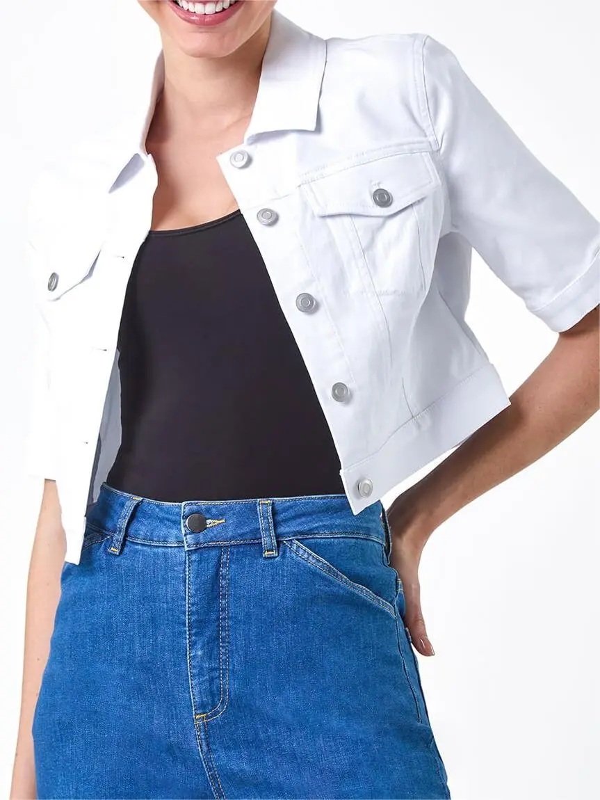 White Short Sleeve Stretch Jacket