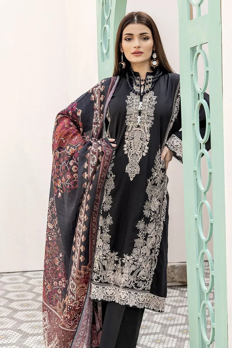 3 Piece Kurta Embroidered | Dupatta& Bottom & Tops | Color Black