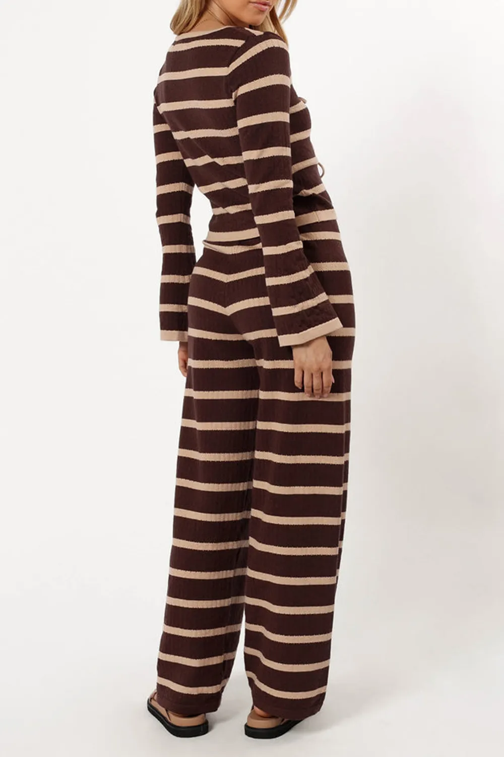 CARINA KNIT PANT - CHOCOLATE BROWN STRIPE